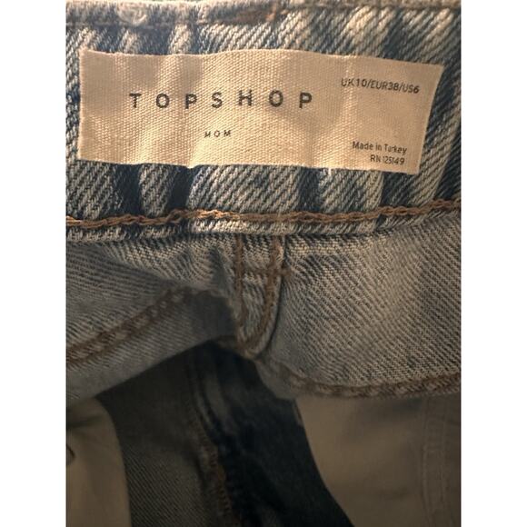 TopShop Mom Denim Shorts Womens Sz 6 Cut off Distressed Raw Hem‎ High Rise Boho - Picture 3 of 7